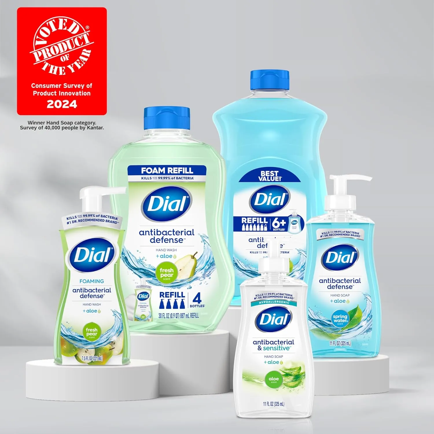 Dial Antibacterial Foaming Hand Soap, Fragrance Free, 7.5 fl oz (Pack of 6)