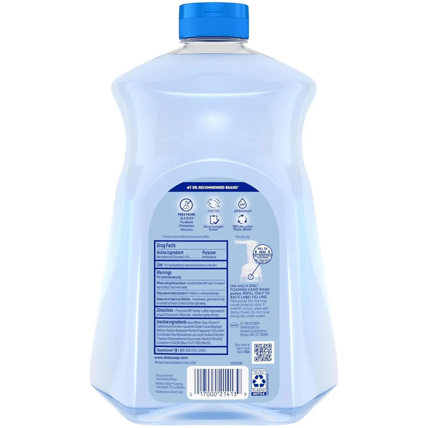 Dial Antibacterial Foaming Hand Soap Refill, Spring Water, 52 fl oz (Pack of 2)