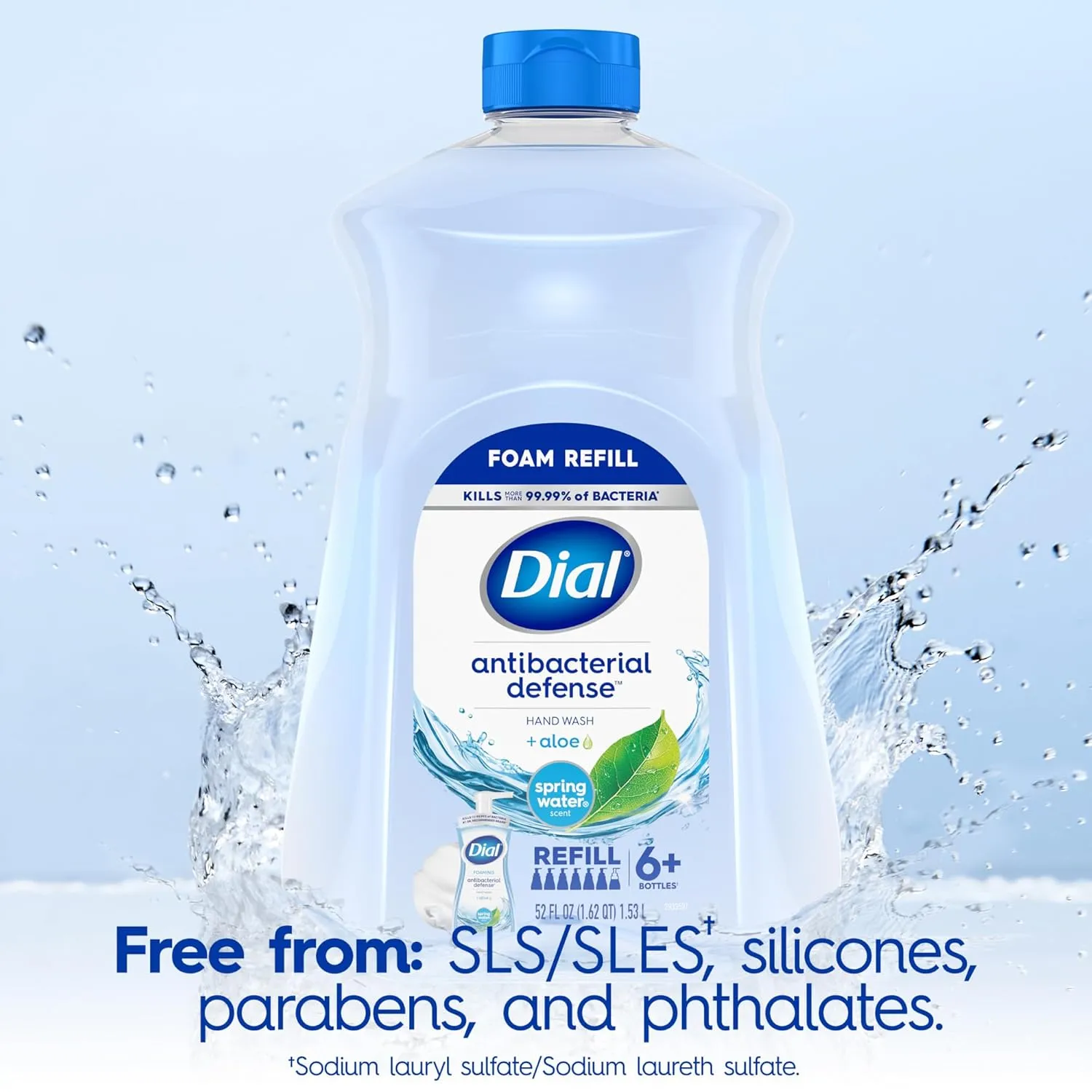 Dial Antibacterial Foaming Hand Soap Refill, Spring Water, 52 fl oz (Pack of 2)