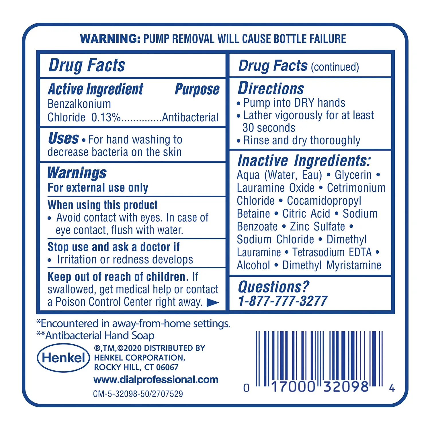 Dial Clean   Gentle Antibacterial Foaming Hand Wash, Fragrance and Dye-Free, FIT Universal Manual, 1.2L Dispenser Refill (Pack of 3)