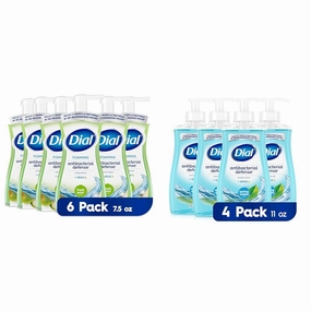 Dial Antibacterial Foaming Hand Wash, Fresh Pear, 7.5 fl oz Pack of 6 & Antibacterial Liquid Hand Soap, Spring Water, 11 fl oz (Pack of 4)