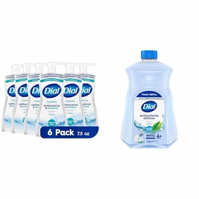Dial Antibacterial Foaming Hand Wash Pack of 6, 7.5 fl oz & Spring Water Foaming Hand Soap Refill, 52 fl oz