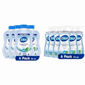 Dial Antibacterial Foaming Hand Wash Spring Water, 30 Ounce Refill Pack of 4 and 7.5 Ounce Pack of 6