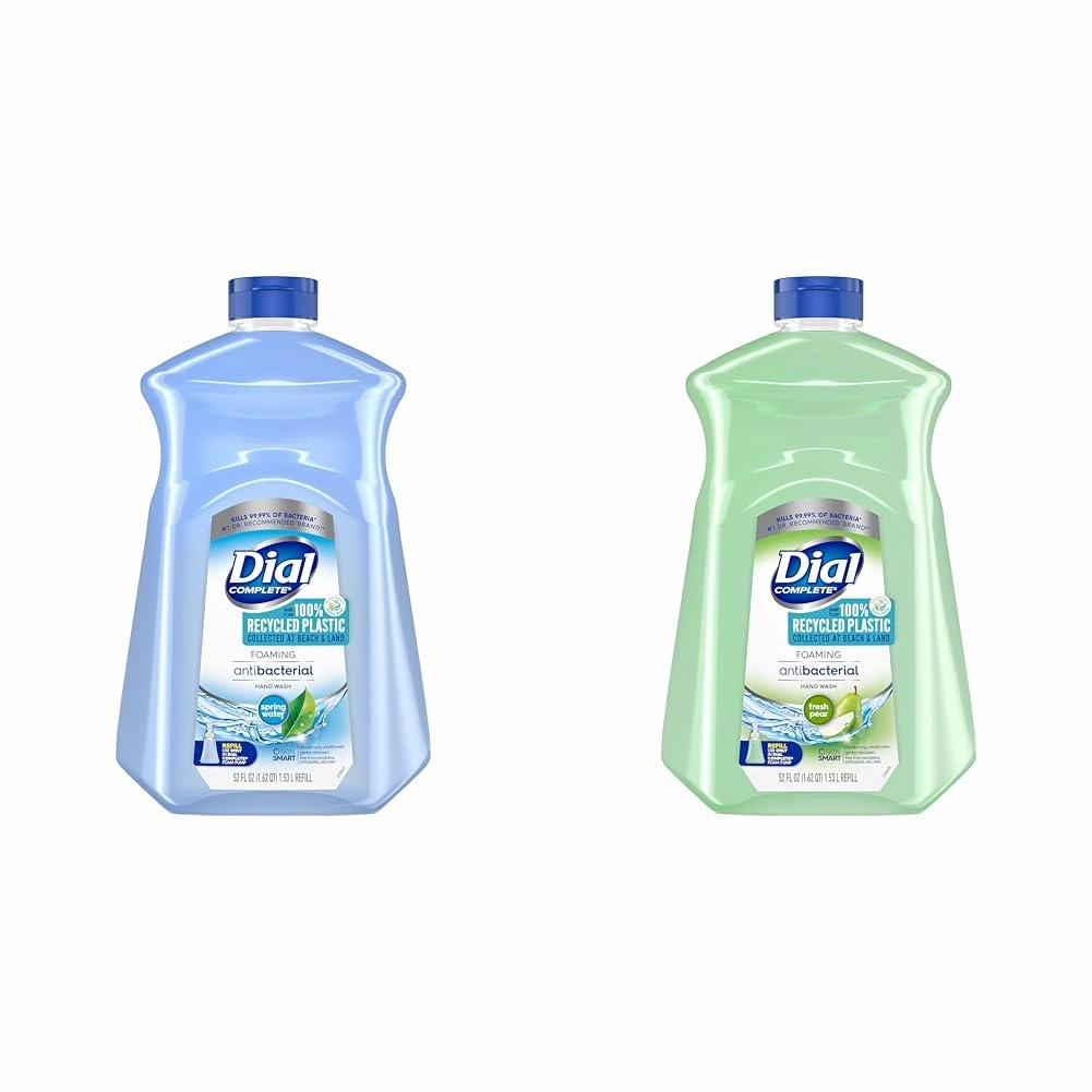 Dial Complete Antibacterial Foaming Hand Soap Refill, Spring Water, 52 fl oz & Antibacterial Foaming Hand Soap Refill, Fresh Pear, 52 fl oz