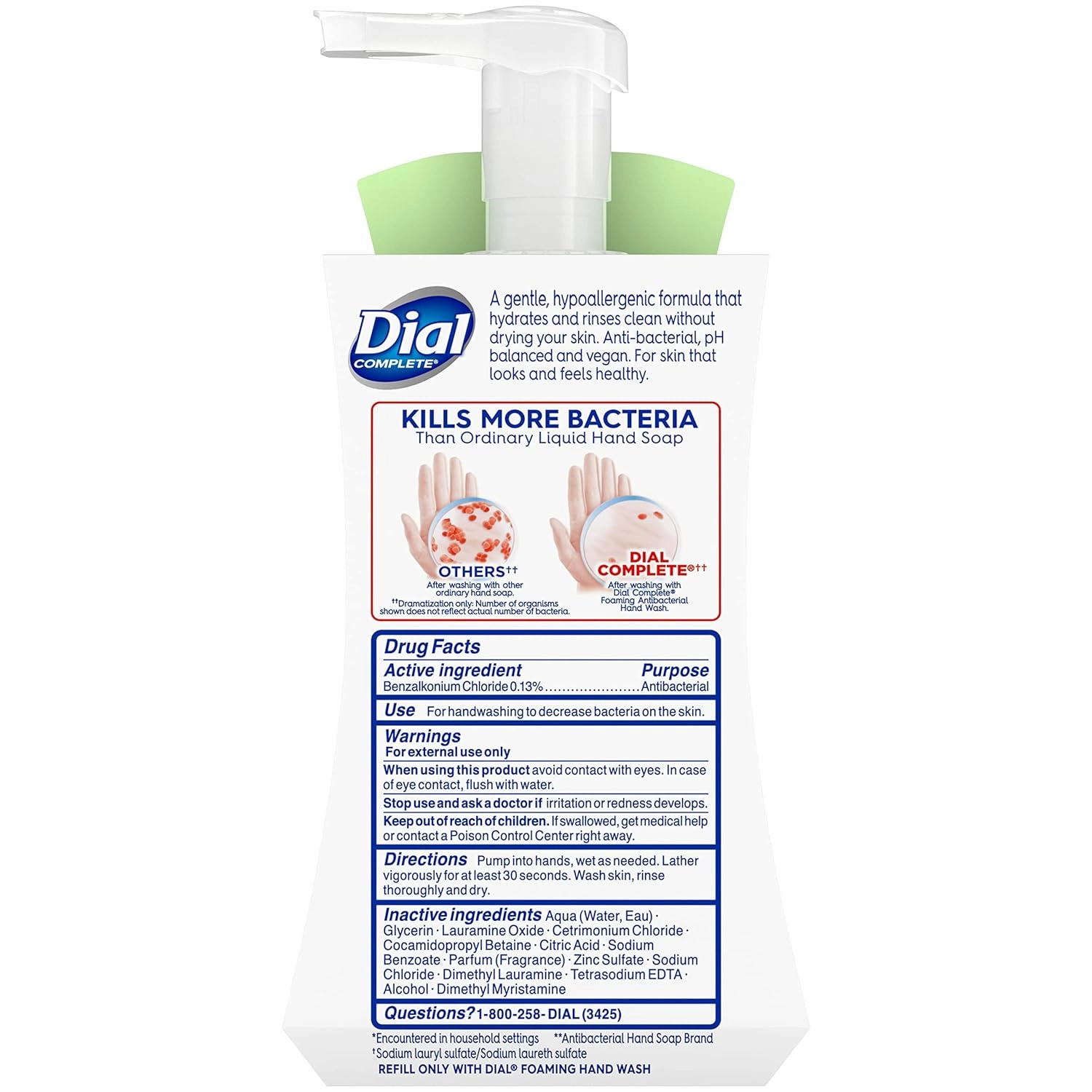 Dial Complete Clean   Gentle Antibacterial Foaming Hand Wash, Aloe Scent, 7.5 fl oz, 8 Count Case