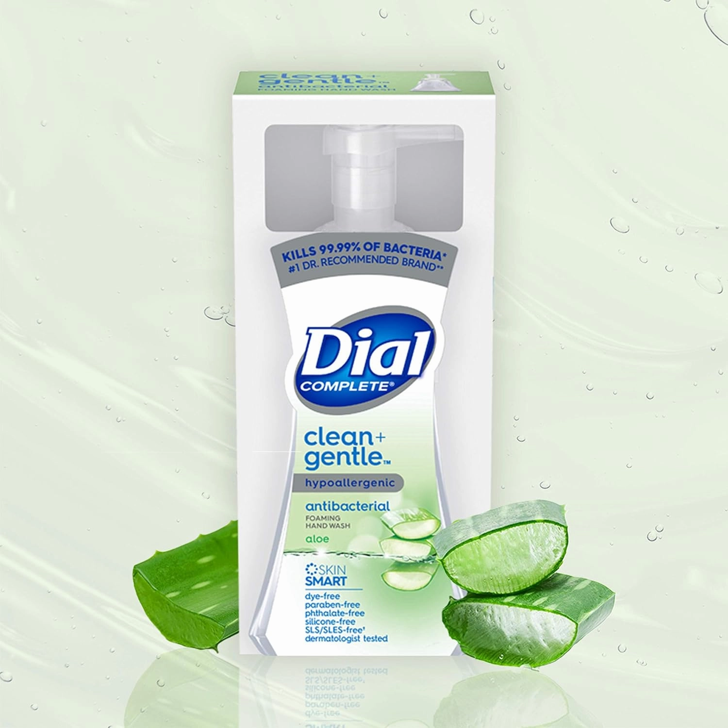 Dial Complete Clean   Gentle Antibacterial Foaming Hand Wash, Aloe Scent, 7.5 fl oz, 8 Count Case