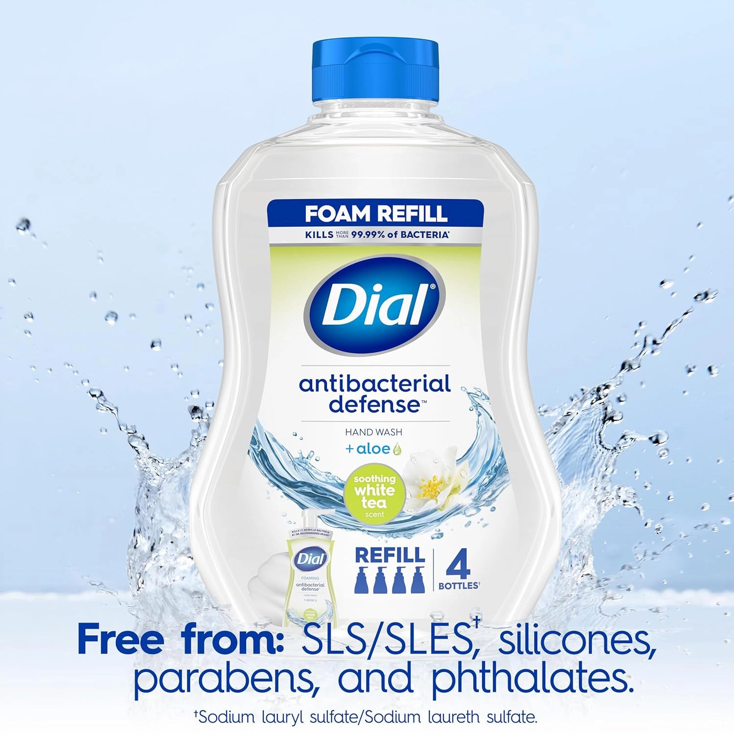 Dial Complete Foaming Hand Wash Refill, Soothing White Tea, 30 Fl Oz, Pack of 4