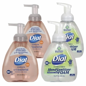 Dial Complete Original Antibacterial Foaming Hand Wash and Dial Professional Antibacterial Foaming Hand Sanitizer Pump, 15.2 FL OZ (Mixed 4-Pack)
