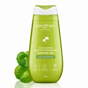 Dot and Key Cica & 1% Salicylic Daily Exfoliating Shower Gel | Niacinamide | Body Wash for Oil & Acne Control | Reduces Body Acne & Smoothes Irritation | Clean Skin | 250ml