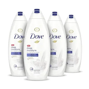 Dove Deep Moisture Body Wash For Dry Skin Moisturizing Body Wash Transforms Even The Driest Skin In One Shower, 22 Fl Oz (Pack of 4)