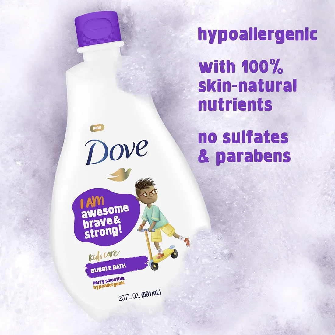 Dove Foaming Body Wash For Kids 4 Count Berry Smoothie Hypoallergenic Skin Care 13.5 oz