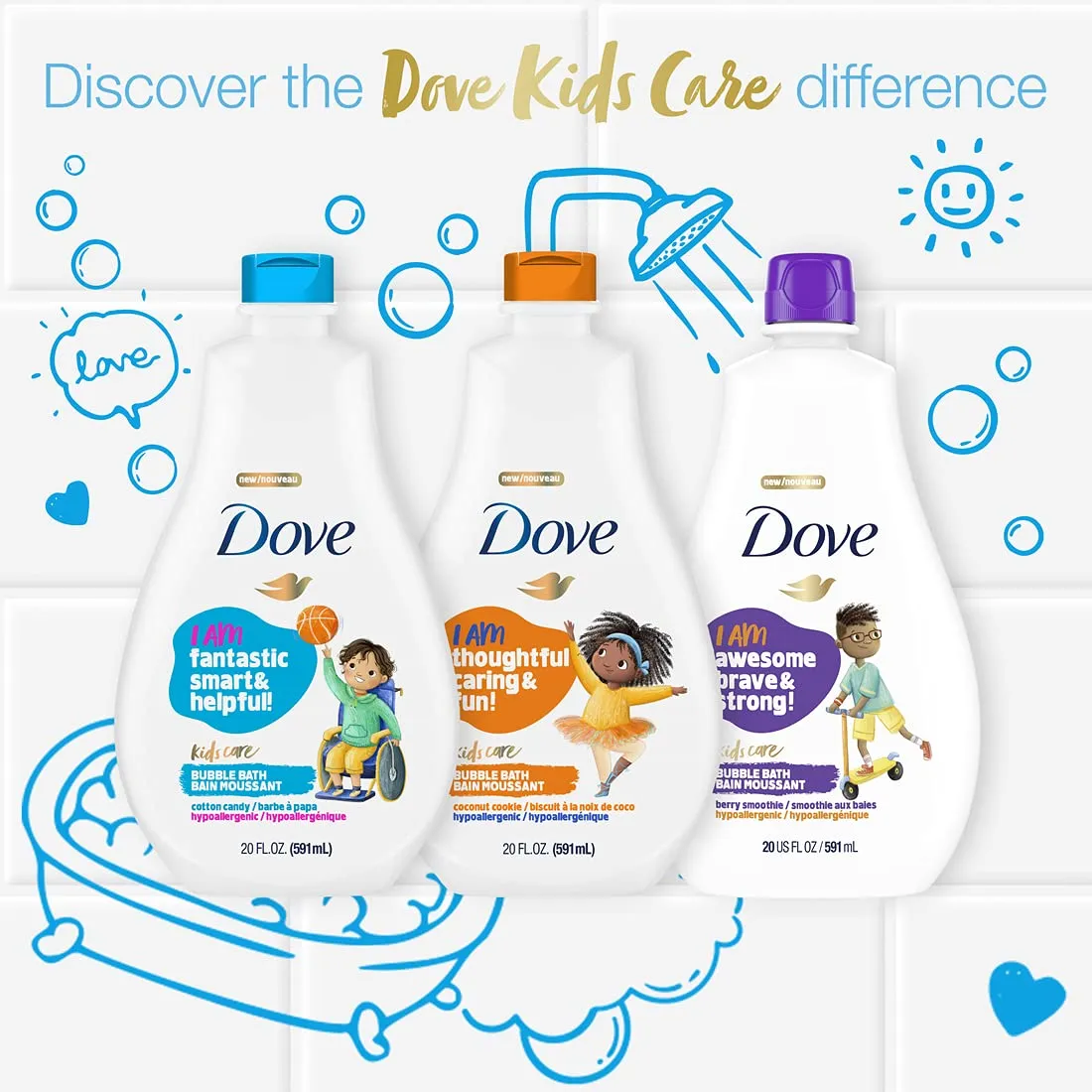 Dove Foaming Body Wash For Kids 4 Count Berry Smoothie Hypoallergenic Skin Care 13.5 oz
