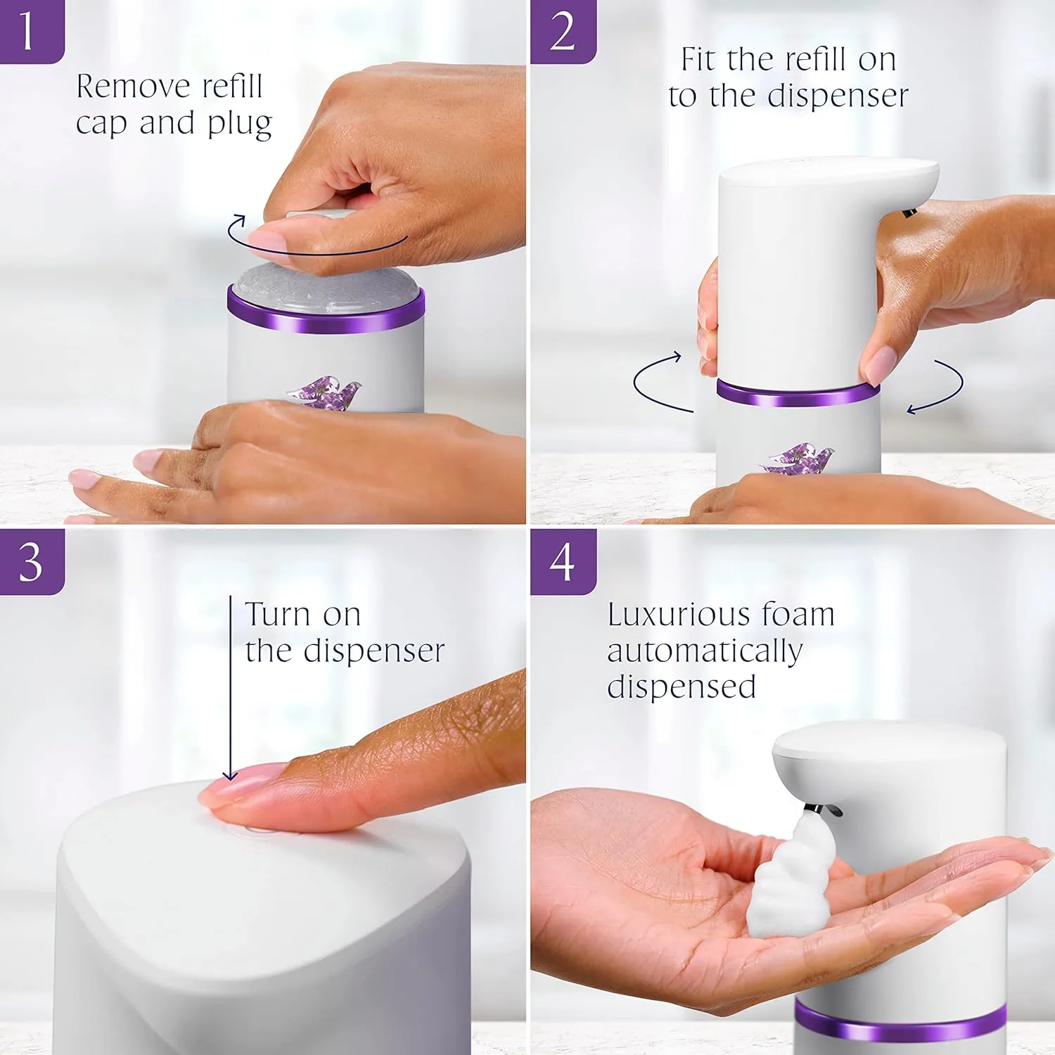 Dove Nourishing Foaming Hand Wash Touchless Dispenser Refill Lavender and Chamomile Moisturizing Hand Wash for Lasting Nourishment 10.1 oz 6-pack