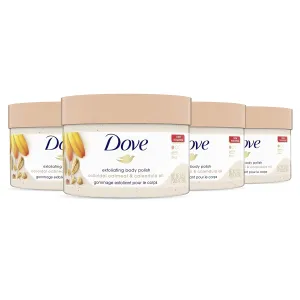 Dove Scrub for Silky Skin Oatmeal & Calendula Oil Body Scrub Exfoliates & Gives Lasting Nourishment 10.5 oz 4 Count
