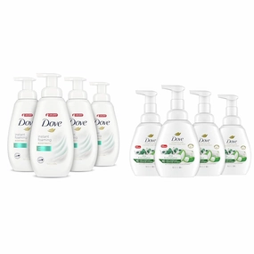 Dove Instant Foaming Body Wash for Softer and Smoother Skin 13.5 oz Pack of 4 & Foaming Hand Wash Aloe & Eucalyptus Pack of 4 Protects Skin from Dryness