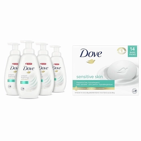 Dove Instant Foaming Body Wash for Softer and Smoother Skin Sensitive Skin & Beauty Bar More Moisturizing Than Bar Soap for Softer Skin, Fragrance-Free