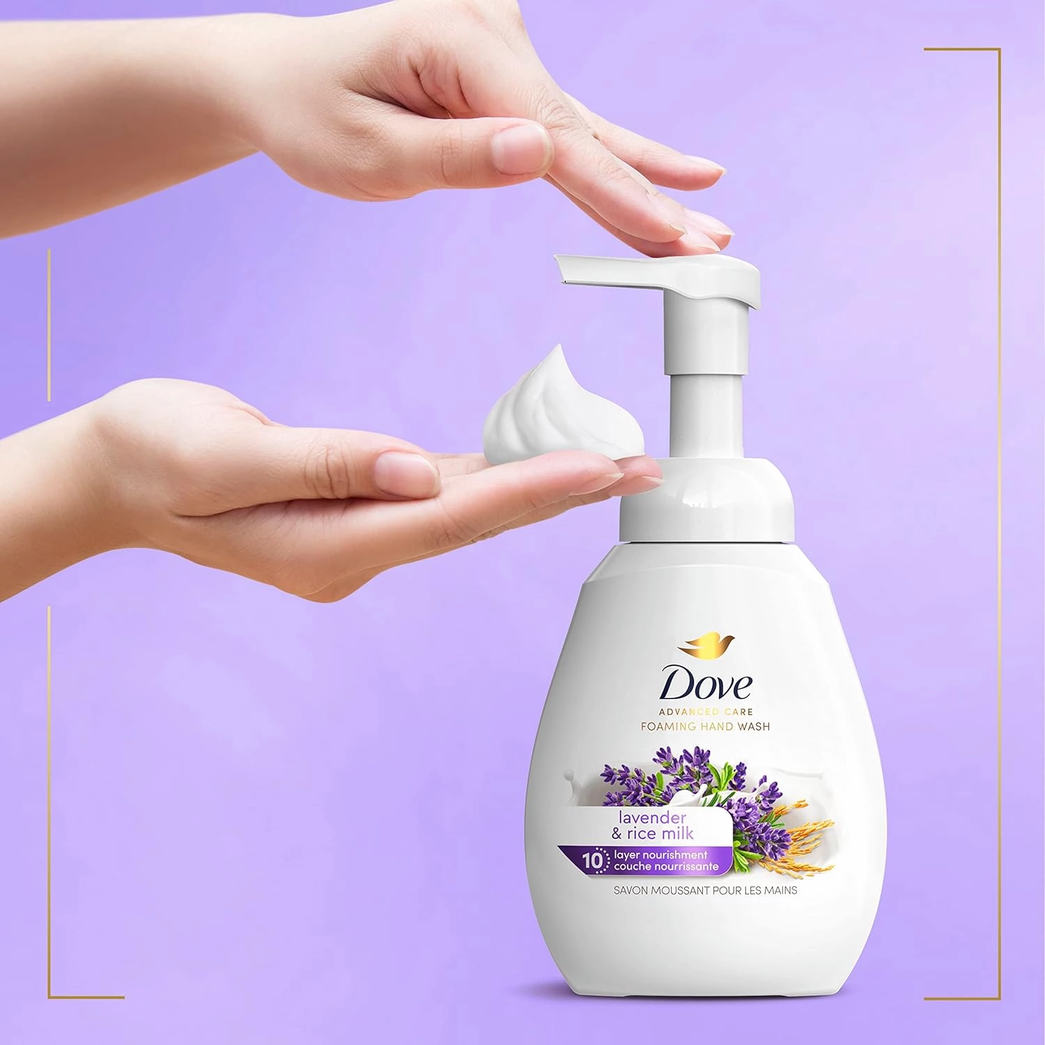 Dove Lavender & Rice Milk Protects Skin from Dryness, Foaming Hand Wash More Moisturizers than the Leading Ordinary Hand Soap, 10.1 oz (Pack of 4)