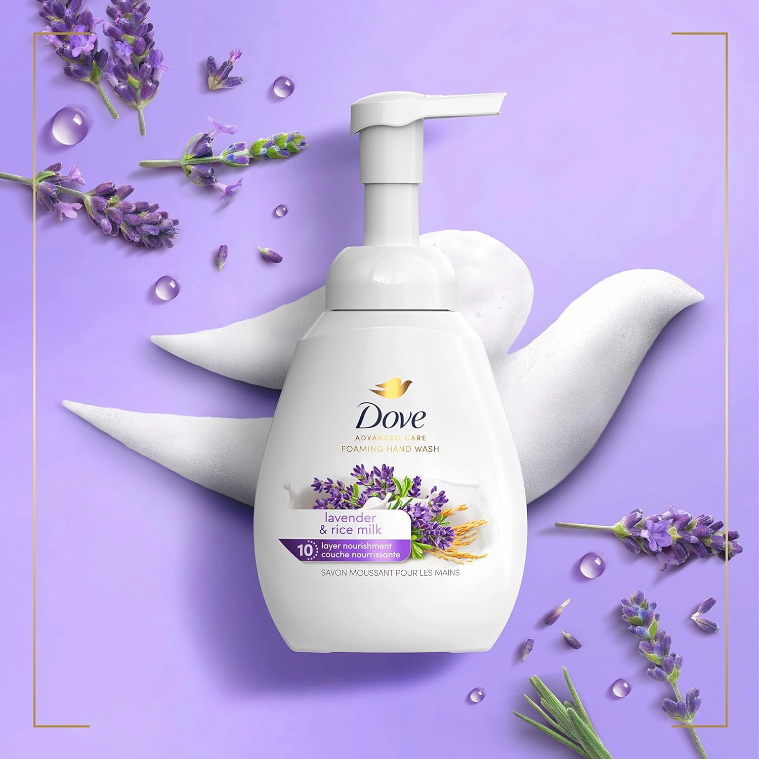 Dove Lavender & Rice Milk Protects Skin from Dryness, Foaming Hand Wash More Moisturizers than the Leading Ordinary Hand Soap, 10.1 oz (Pack of 4)