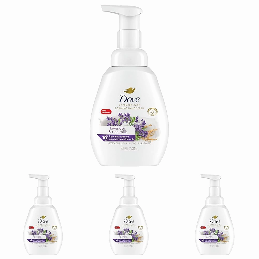 Dove Lavender & Rice Milk Protects Skin from Dryness, Foaming Hand Wash More Moisturizers than the Leading Ordinary Hand Soap, 10.1 oz (Pack of 4)