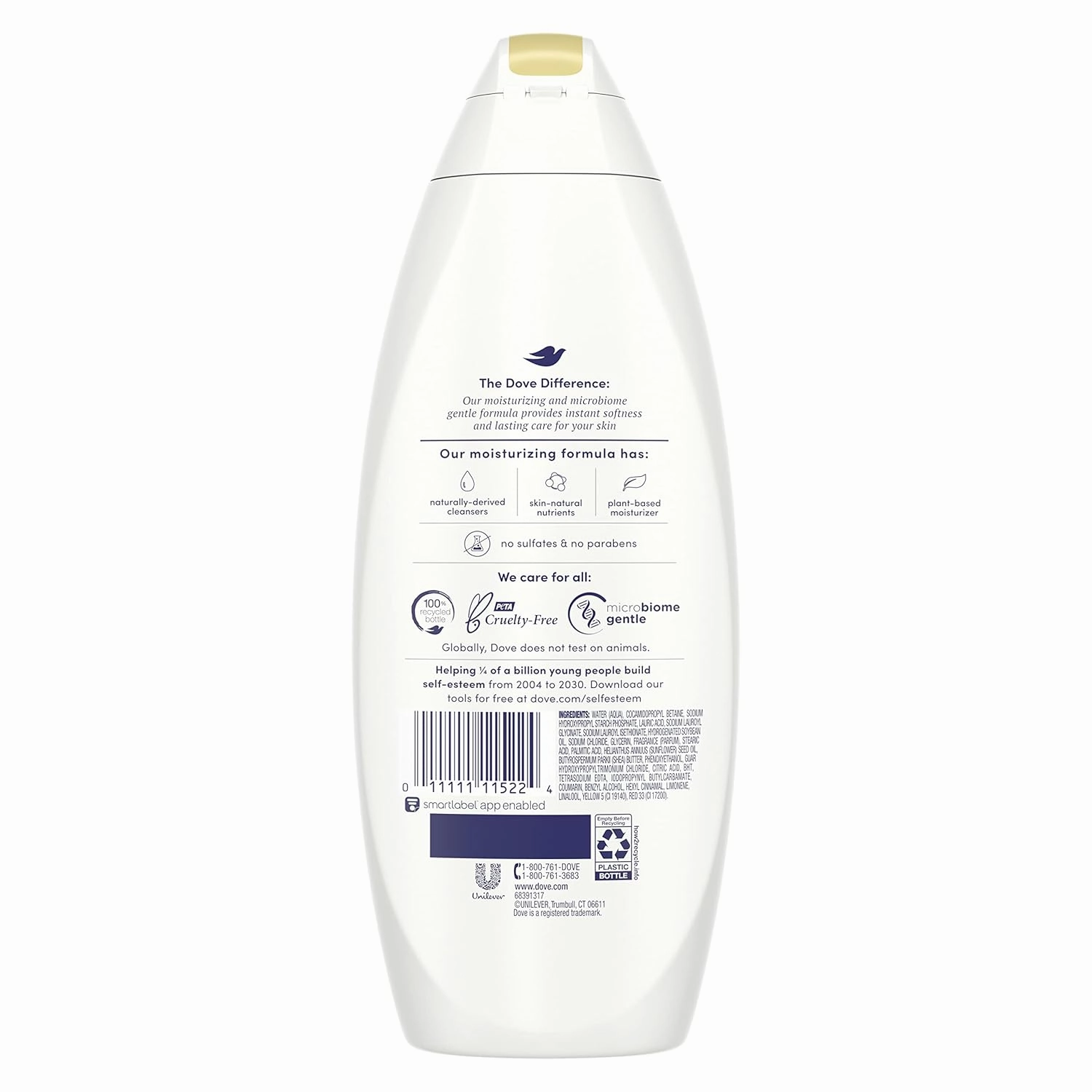 Dove Purely Pampering Body Wash for Dry Skin Shea Butter with Warm Vanilla Effectively Washes Away Bacteria While Nourishing Your Skin, 22 Fl Oz (Pack of 4)