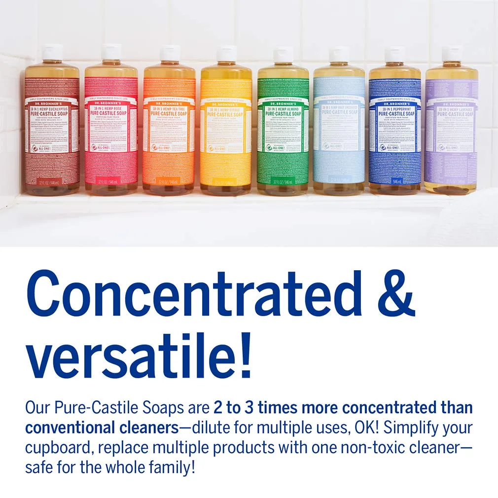 Dr. Bronner's Pure-Castile Magic Liquid Soap – Made with Organic Oils 32 oz (3-Pack) Almond, Citrus, Tea Tree, Body Wash, Face Soap, Dish Soap, Laundry, Pet Wash, Multi-Purpose Natural Soap