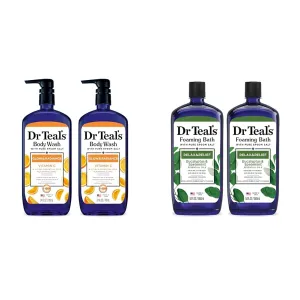 Dr Teal's Body Wash with Epsom Salt (2 x 24oz) & Foaming Bath with Epsom Salt (2 x 34oz) Bundle