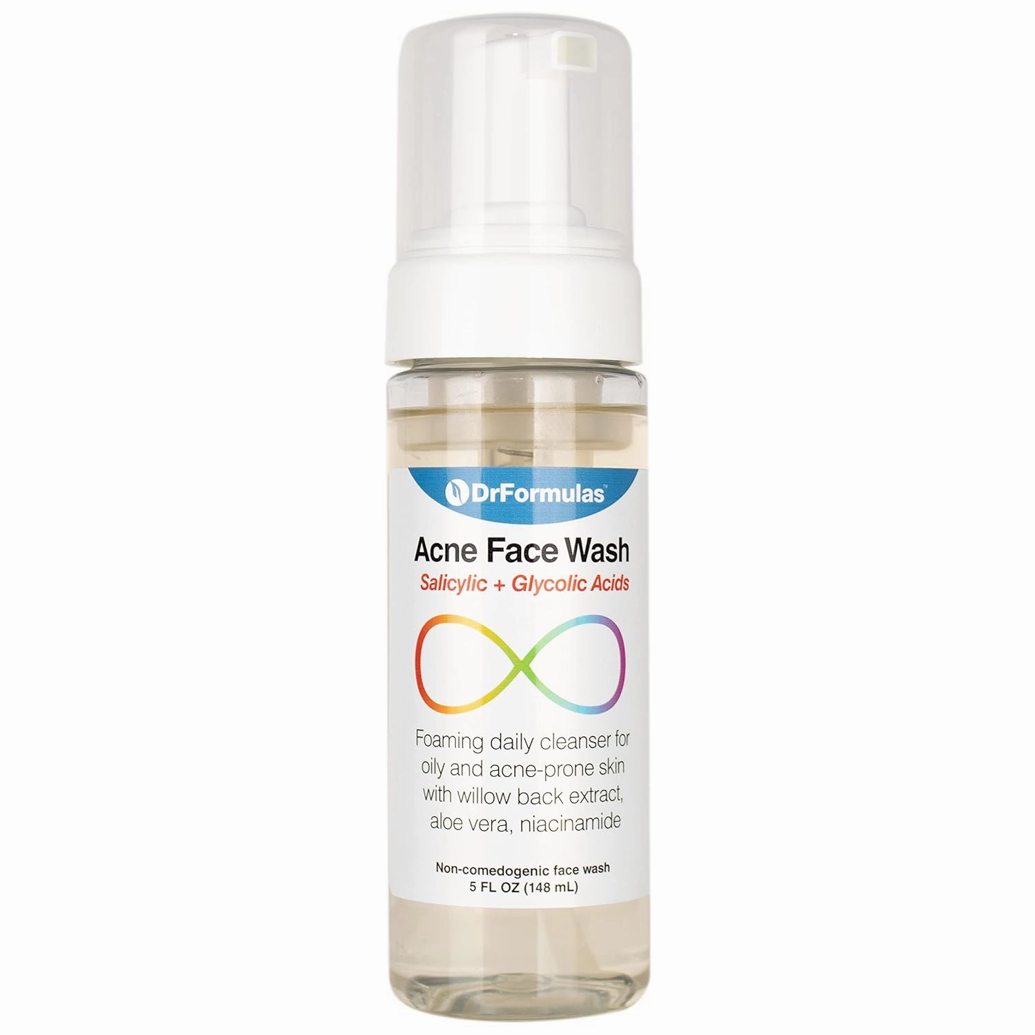 DrFormulas Face Wash for Oily Acne Prone Skin with Salicylic Acid, Vitamin C and Tea Tree Oil | 5 oz Foaming Cleanser