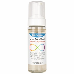 DrFormulas Face Wash for Oily Acne Prone Skin with Salicylic Acid, Vitamin C and Tea Tree Oil | 5 oz Foaming Cleanser