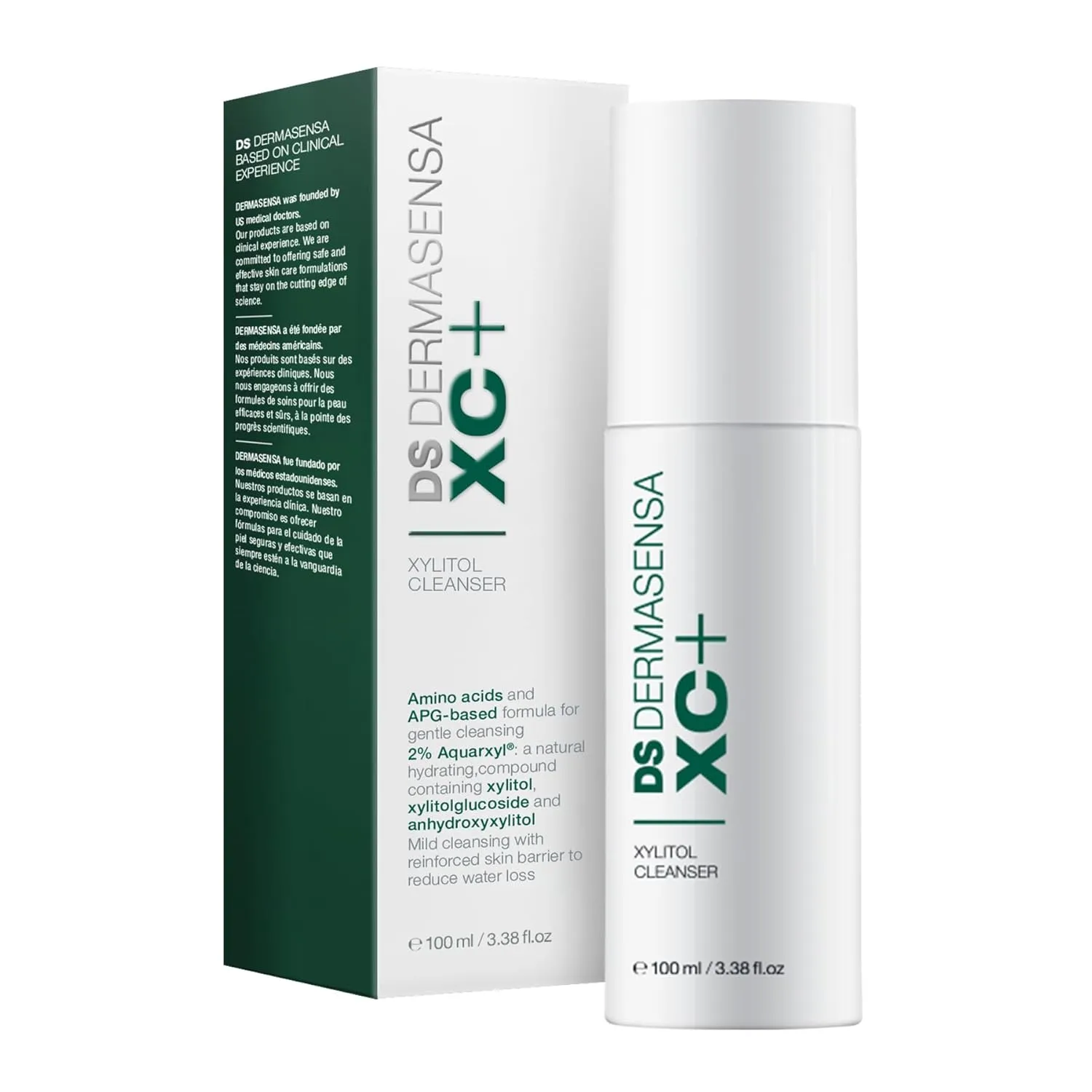 DS Dermasensa XC  Xylitol Cleanser – Hydrating Face Wash with Amino Acids & APG, Gentle pH-Balanced Foaming Formula, Removes Oil & Impurities, Strengthens Skin Barrier, 100ml/3.38 fl.oz