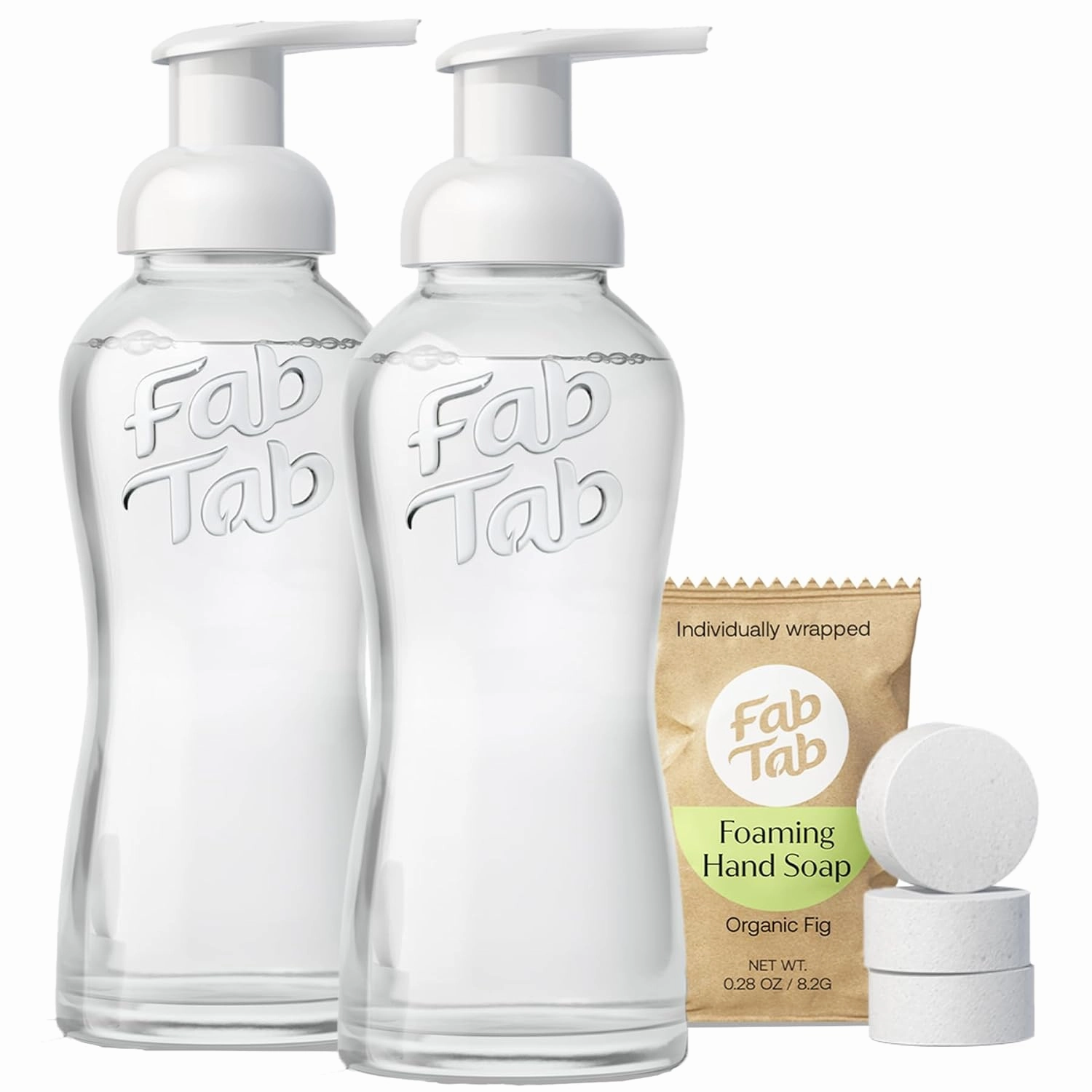 Dual Foaming Hand Soap Kit - 2 Refillable Glass Foaming Hand Soap Dispensers   6 Tablet Refills - Variety Scents - Makes 6 x 11.9 Fl oz Bottles (71 Fl oz Total)
