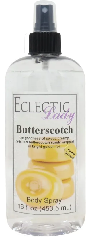 Eclectic Lady Butterscotch Body Spray, Double Strength, 16 ounces, Body Mist for Women with Clean, Light & Gentle Fragrance, Cologne with Soft, Subtle Aroma For Daily Use