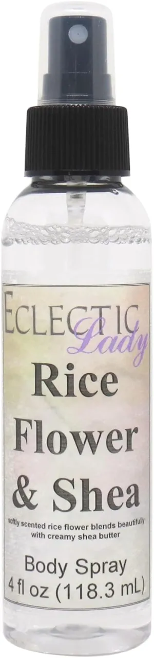 Eclectic Lady Rice Flower and Shea Body Spray, Double Strength, 8 ounces, Body Mist for Women with Clean, Light & Gentle Fragrance, Cologne with Soft, Subtle Aroma For Daily Use
