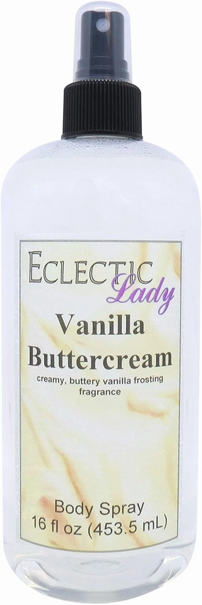 Eclectic Lady Vanilla Buttercream Body Spray, 16 ounces, Body Mist for Women with Clean, Light & Gentle Fragrance, Cologne with Soft, Subtle Aroma For Daily Use
