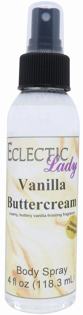 Eclectic Lady Vanilla Buttercream Body Spray, Double Strength, 4 ounces, Body Mist for Women with Clean, Light & Gentle Fragrance, Cologne with Soft, Subtle Aroma For Daily Use