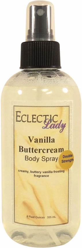 Eclectic Lady Vanilla Buttercream Body Spray, Double Strength, 8 ounces, Body Mist for Women with Clean, Light & Gentle Fragrance, Cologne with Soft, Subtle Aroma For Daily Use