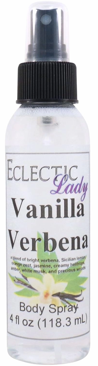 Eclectic Lady Vanilla Verbena Body Spray, Double Strength, 4 ounces, Body Mist for Women with Clean, Light & Gentle Fragrance, Cologne with Soft, Subtle Aroma For Daily Use