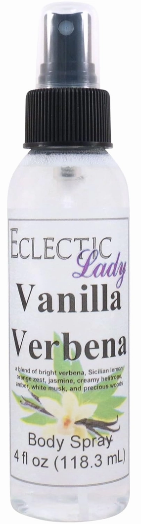 Eclectic Lady Vanilla Verbena Body Spray, Double Strength, 4 ounces, Body Mist for Women with Clean, Light & Gentle Fragrance, Cologne with Soft, Subtle Aroma For Daily Use