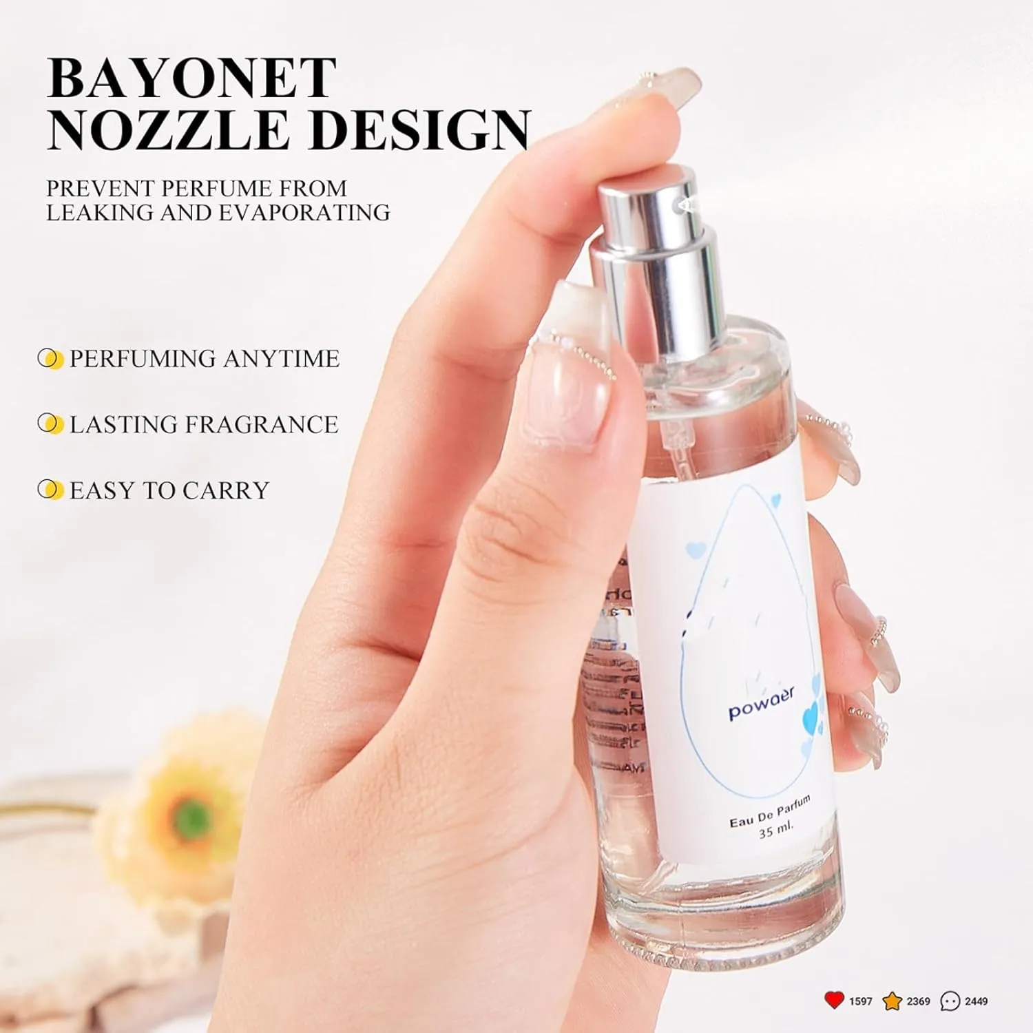 Elyven Powder Perfume, Perfume Spray, Elyven Fresh Scent Perfumes Fragrance Body, Long-Lasting Moisture & Fragrance, Floral & Creamy Aroma for Women & Men (4Pcs)