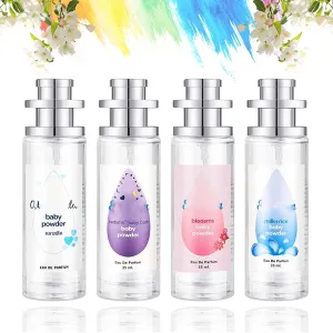 Elyven Powder Perfume, Perfume Spray, Elyven Fresh Scent Perfumes Fragrance Body, Long-Lasting Moisture & Fragrance, Floral & Creamy Aroma for Women & Men (4Pcs)
