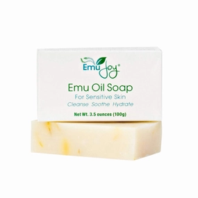 Emu Oil Soap for Sensitive Skin - Stocking Stuffer for Women Gentle Cleanser for Dry Irritated Skin Due to Eczema Psoriasis Dermatitis Lichen Sclerosus TSW Syndrome