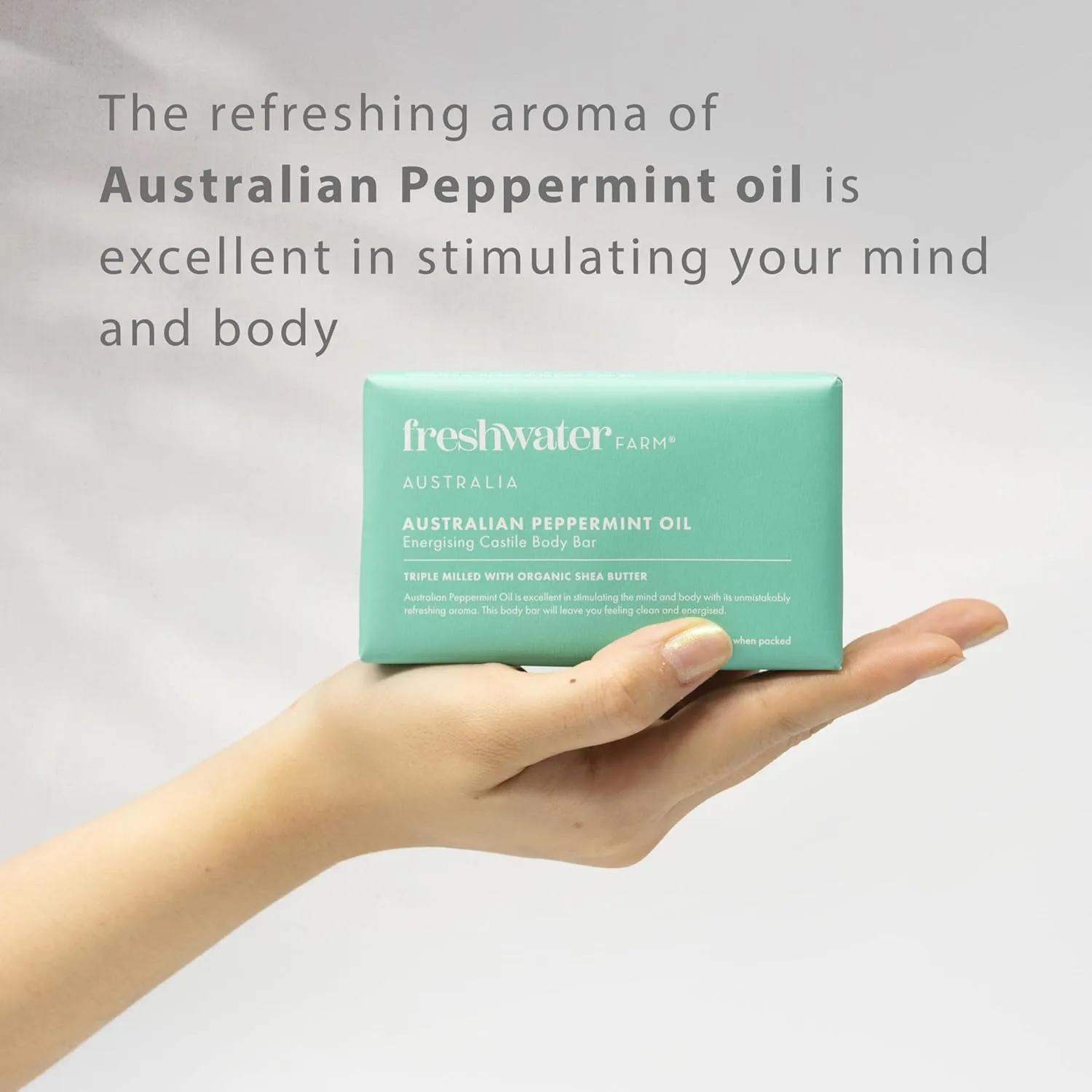 Energizing Castile Natural Bar Soap for Women Men - Australian Peppermint Oil - Nourishing Essential Oils For Dry, Sensitive Skin - Natural Bar Soap, Body Soap - 7 oz 8PK
