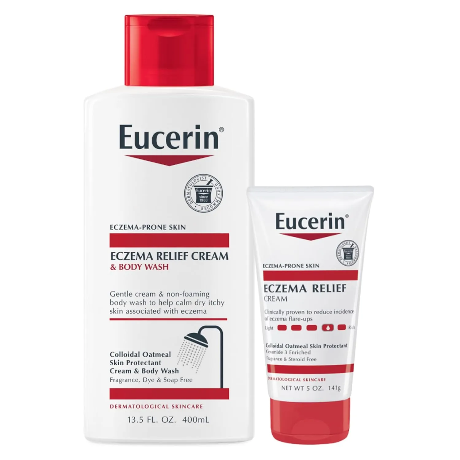 Eucerin Eczema Relief Cream and Body Wash (13.5 Fl Oz)   Eczema Relief Cream (5 Oz), Skin Care Set with Colloidal Oatmeal (Skin Protectant)