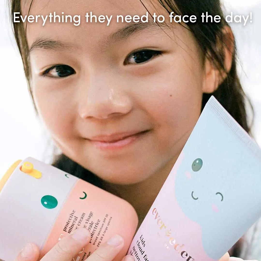 Evereden Kids Happy Morning DUO: Clean & Vegan Skin Care for Kids Bundle | Skin Care Cloud Face Wash   SPF 20 Mineral Face Cream | Non-Toxic | Non-Comedogenic | Fun | Easy-to-Use Skincare