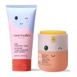 Evereden Kids Happy Morning DUO: Clean & Vegan Skin Care for Kids Bundle | Skin Care Cloud Face Wash   SPF 20 Mineral Face Cream | Non-Toxic | Non-Comedogenic | Fun | Easy-to-Use Skincare