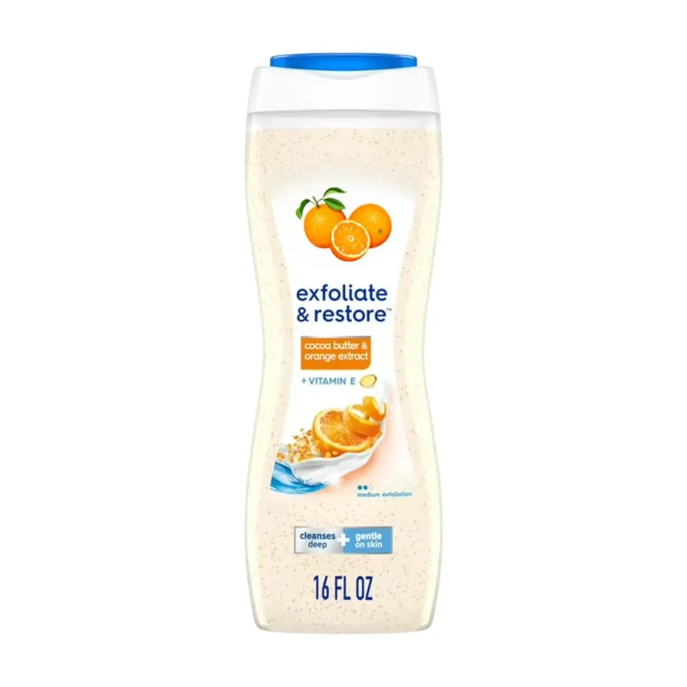 Exfoliating Body Wash with Cocoa Butter and Orange Extract, 16 Fl Oz