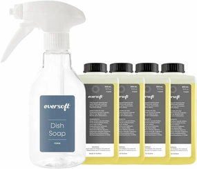 EZbrnd Eversoft Foaming Power Jet Dish Soap Spray Trigger Bottle   4 Refill Dish Foam Soap Bundle, Yuzu Scent