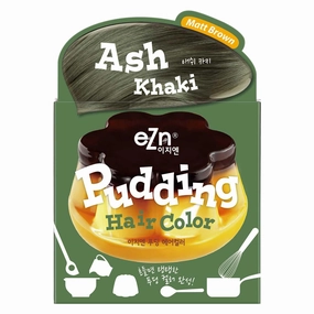 eZn Pudding Hair Dye, Ammonia-Free Semi-Permanent DIY Hair Color Kit with Keratin, Made in Korea, Odorless, Gentle for Sensitive Skin, No Skin Irritation (Ash Khaki, 1 Pack)