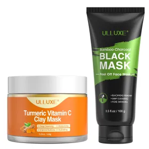 Face Masks Skincare, Turmeric Vitamin C Clay Mask and Blackhead Remover Mask Kit, Pore Cleansing, Dark Spots, Improve Dull & Dry Skin, Facial Mask Gift for Women