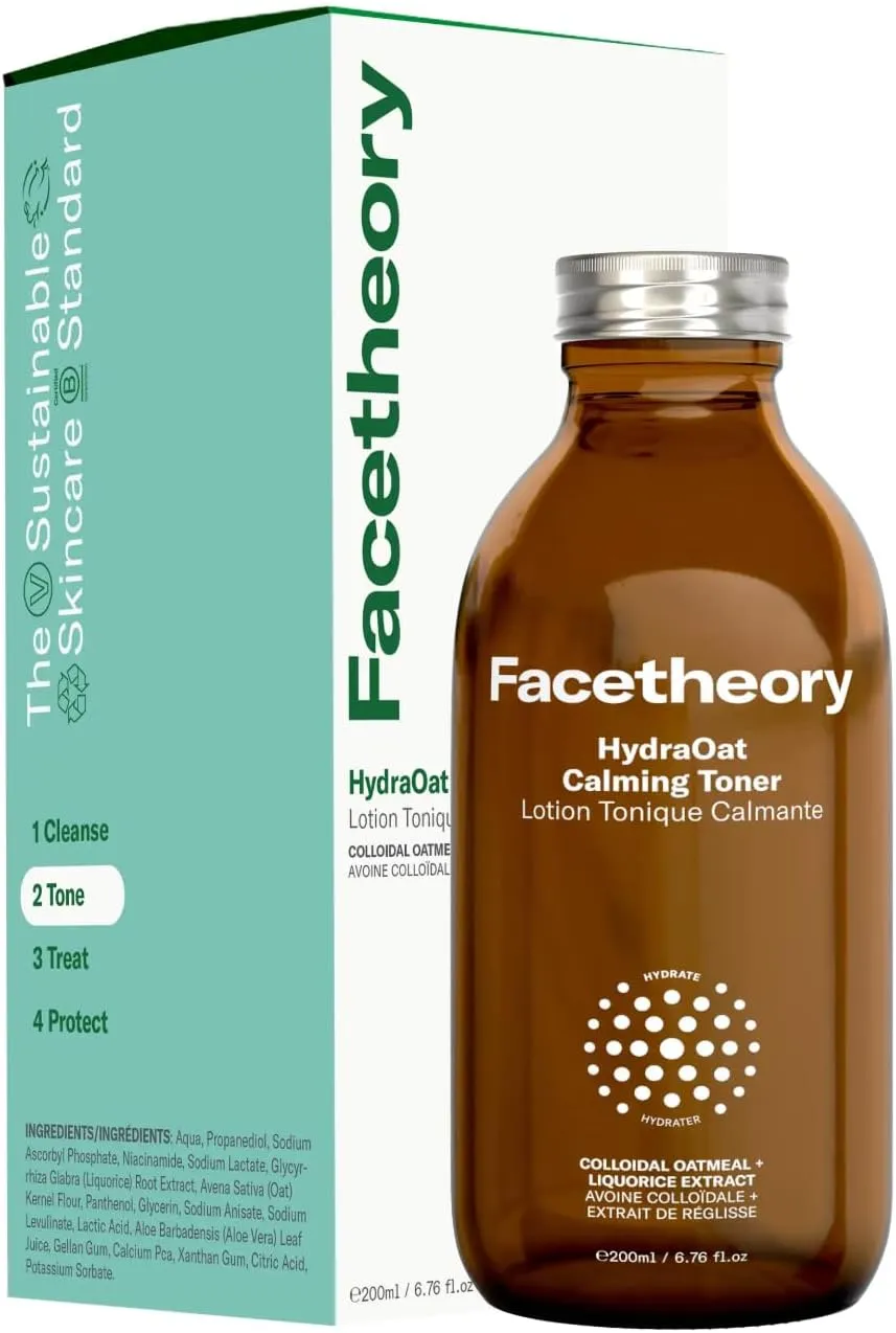 facetheory HydraOat Calming Toner - Colloidal Oatmeal & Liquorice Extract - Soothing for Sensitive Skin - Hydrate & Restore Skin Balance (200 ml)