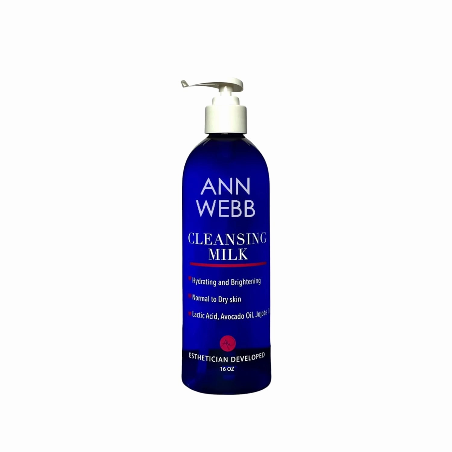 Facial Milk Cleanser - Gentle Daily Face Wash for All Skin Types. Thick, Hydrating, Moisturizing Cleanser w/Lactic Acid AHA Nourish & Rejuvenate 16oz